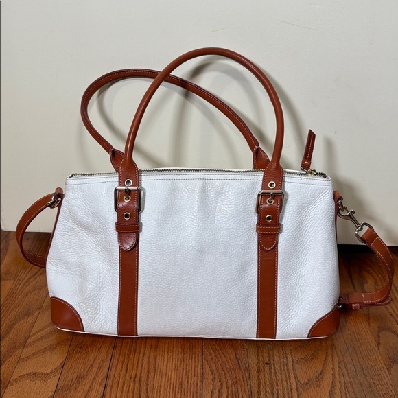 Dooney & Bourke Large Domed Satchel White Pebble Leather Y2K vintage retro - Picture 4 of 16
